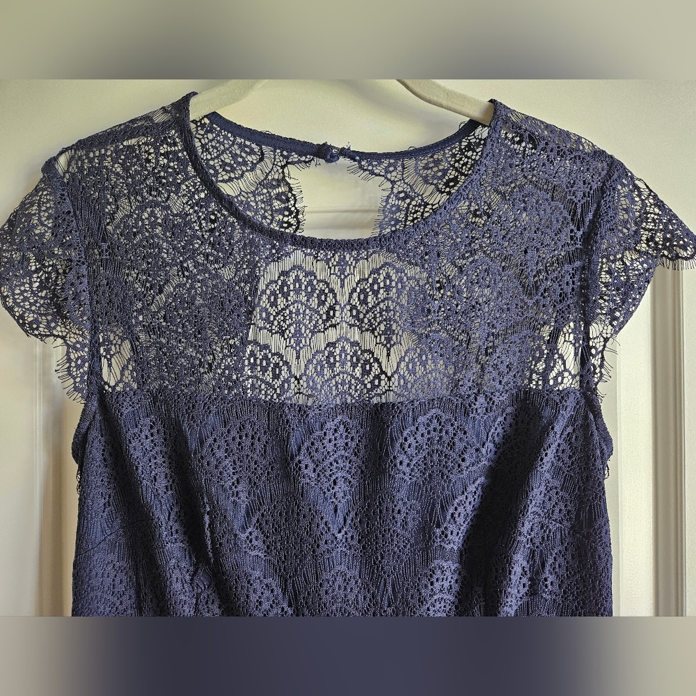 Navy Blue Lace Dress - Picture 2 of 5
